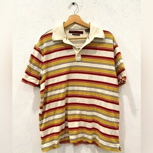 Perry Ellis Men’s Pima Cotton orange & Yellow striped Polo sz L